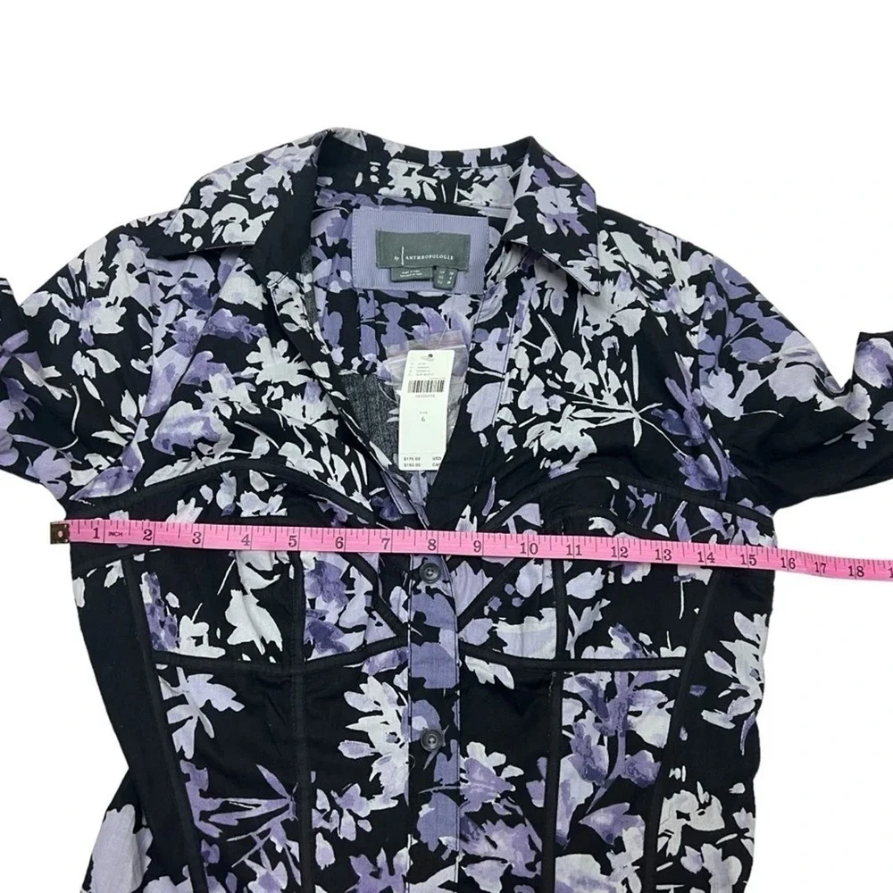 Anthropologie Corset Shirt Dress 6 Floral Button Front